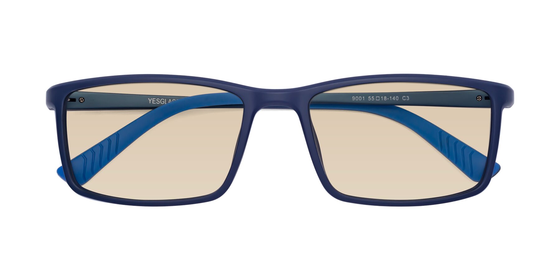 Folded Front of 9001 in Dark Blue with Light Brown Tinted Lenses