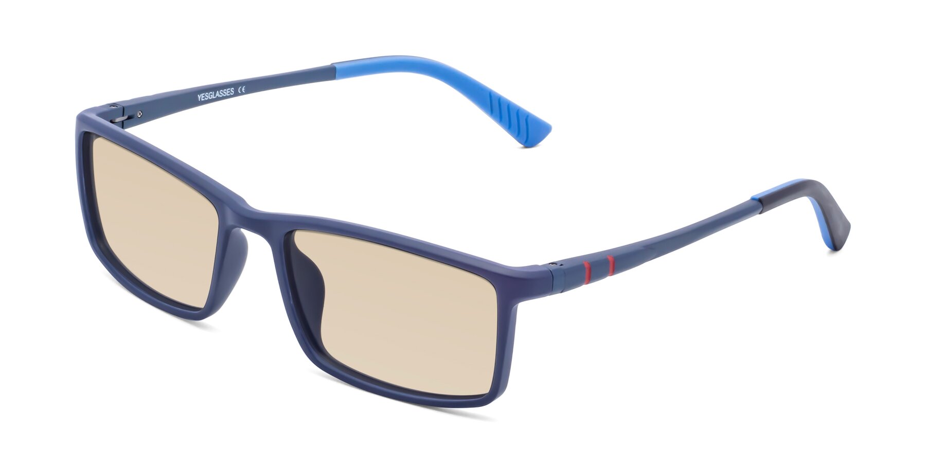 Angle of 9001 in Dark Blue with Light Brown Tinted Lenses