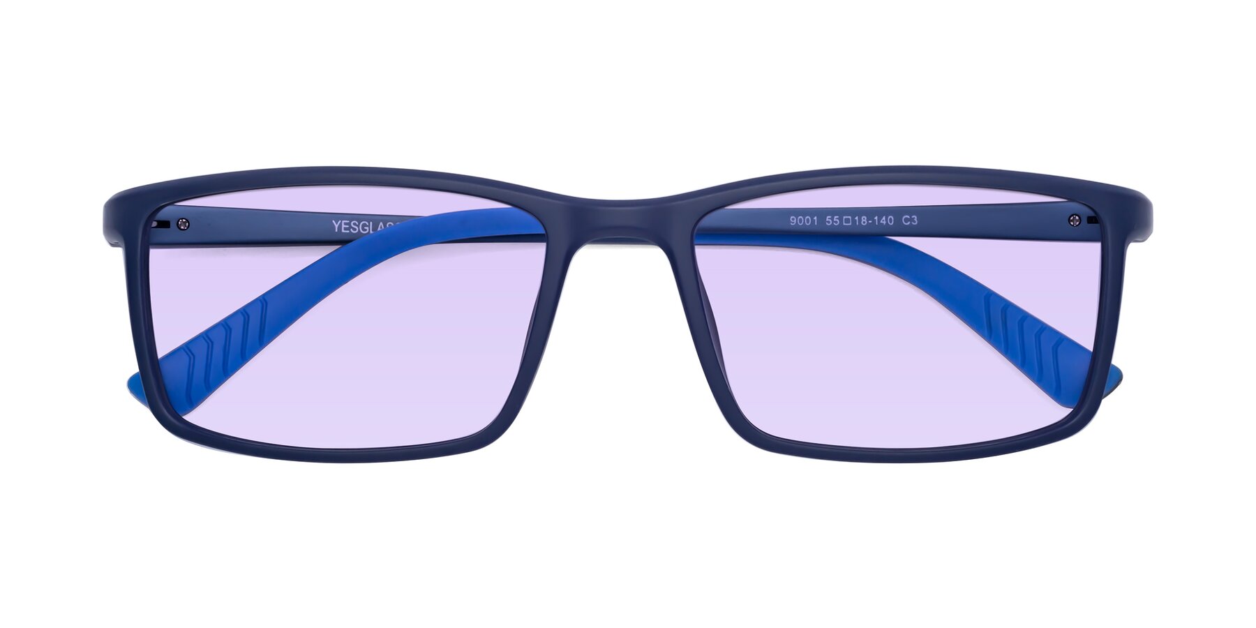 Folded Front of 9001 in Dark Blue with Light Purple Tinted Lenses