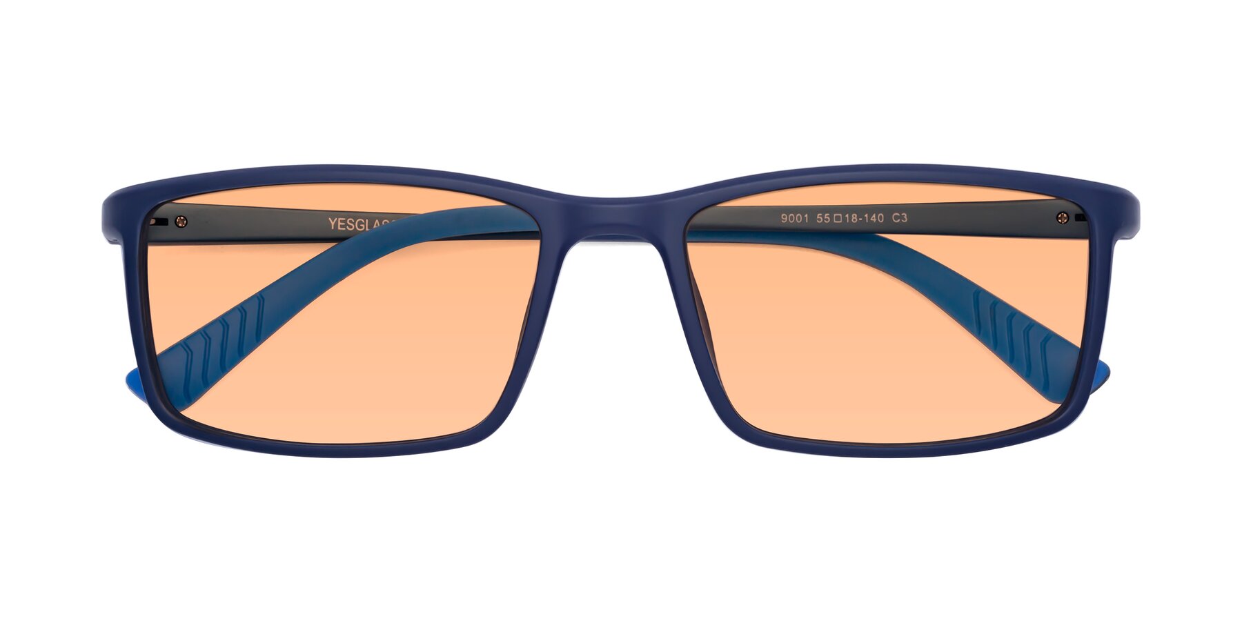 Folded Front of 9001 in Dark Blue with Light Orange Tinted Lenses