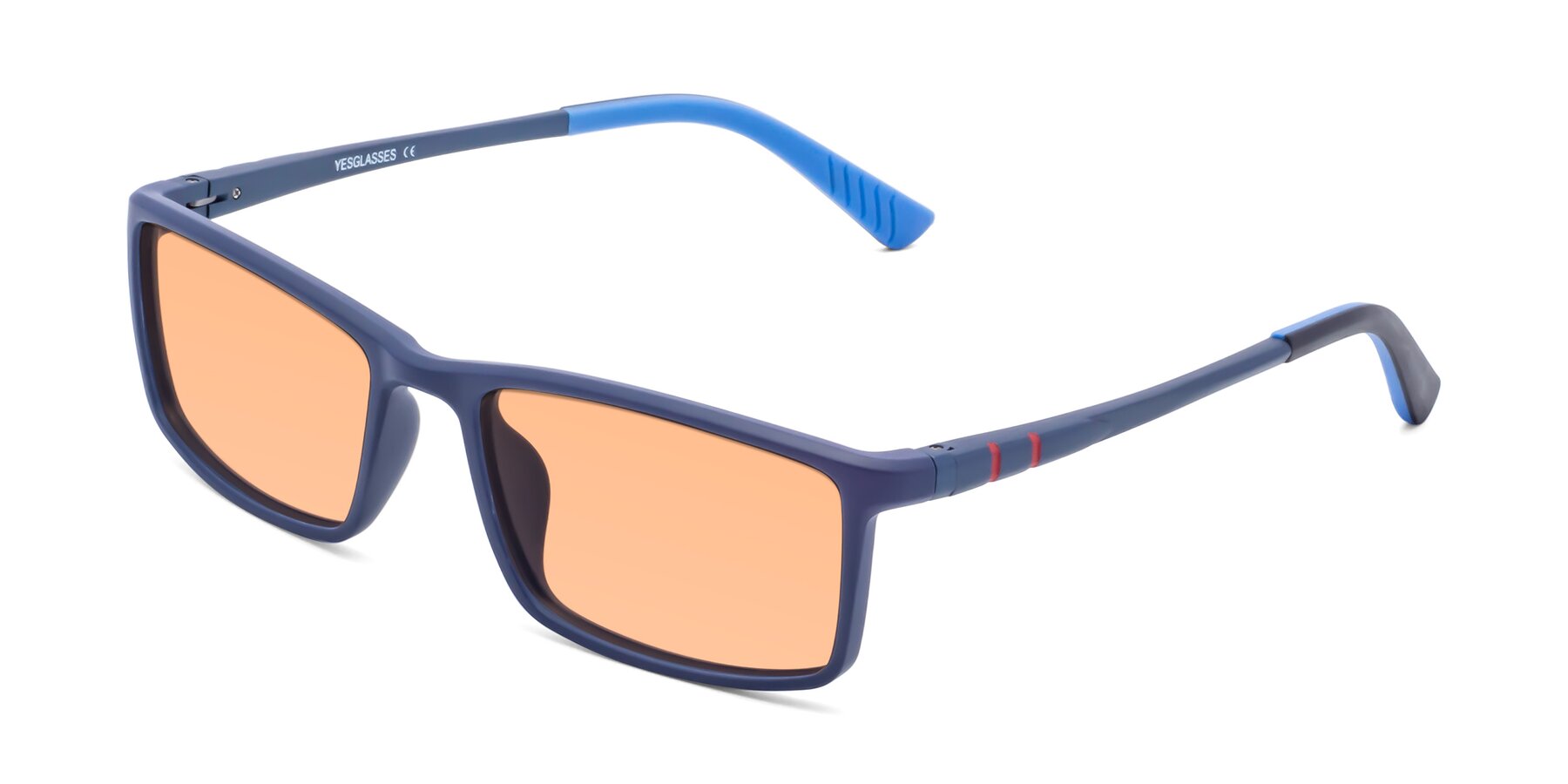 Angle of 9001 in Dark Blue with Light Orange Tinted Lenses