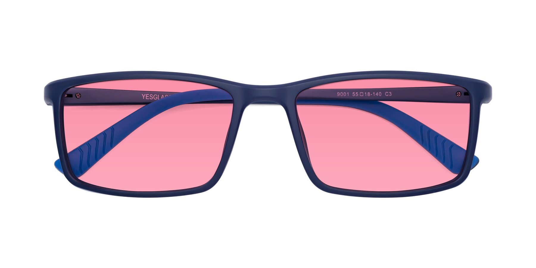 Folded Front of 9001 in Dark Blue with Pink Tinted Lenses