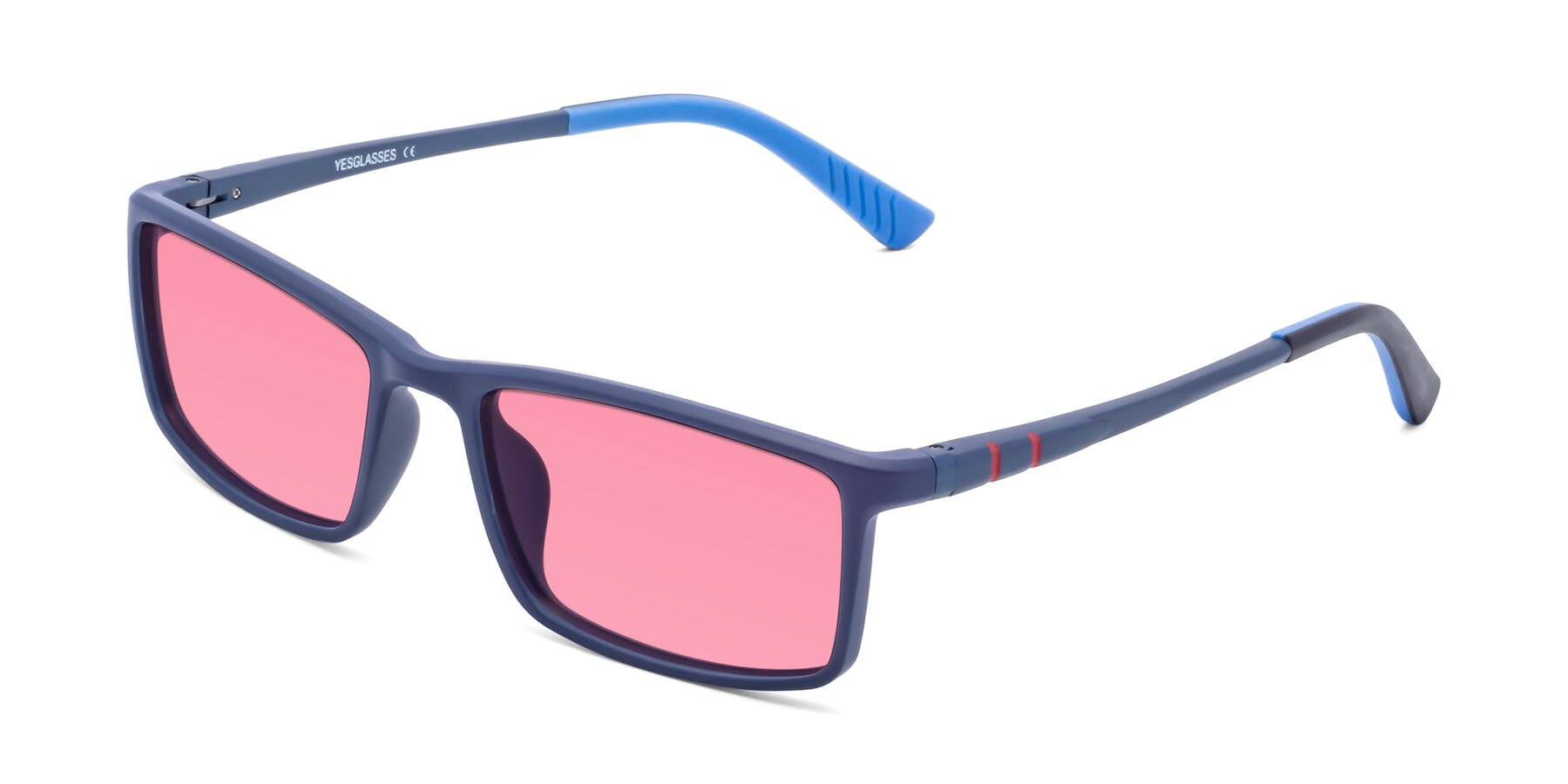Angle of 9001 in Dark Blue with Pink Tinted Lenses
