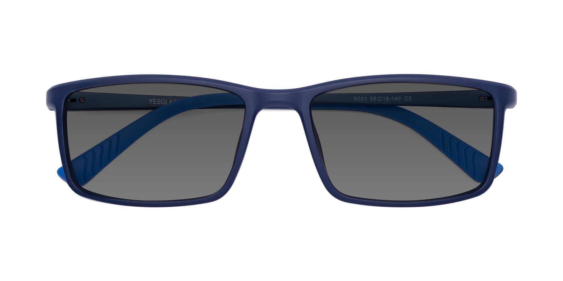 Folded Front of 9001 in Dark Blue with Medium Gray Tinted Lenses