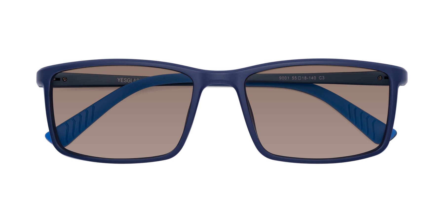 Folded Front of 9001 in Dark Blue with Medium Brown Tinted Lenses