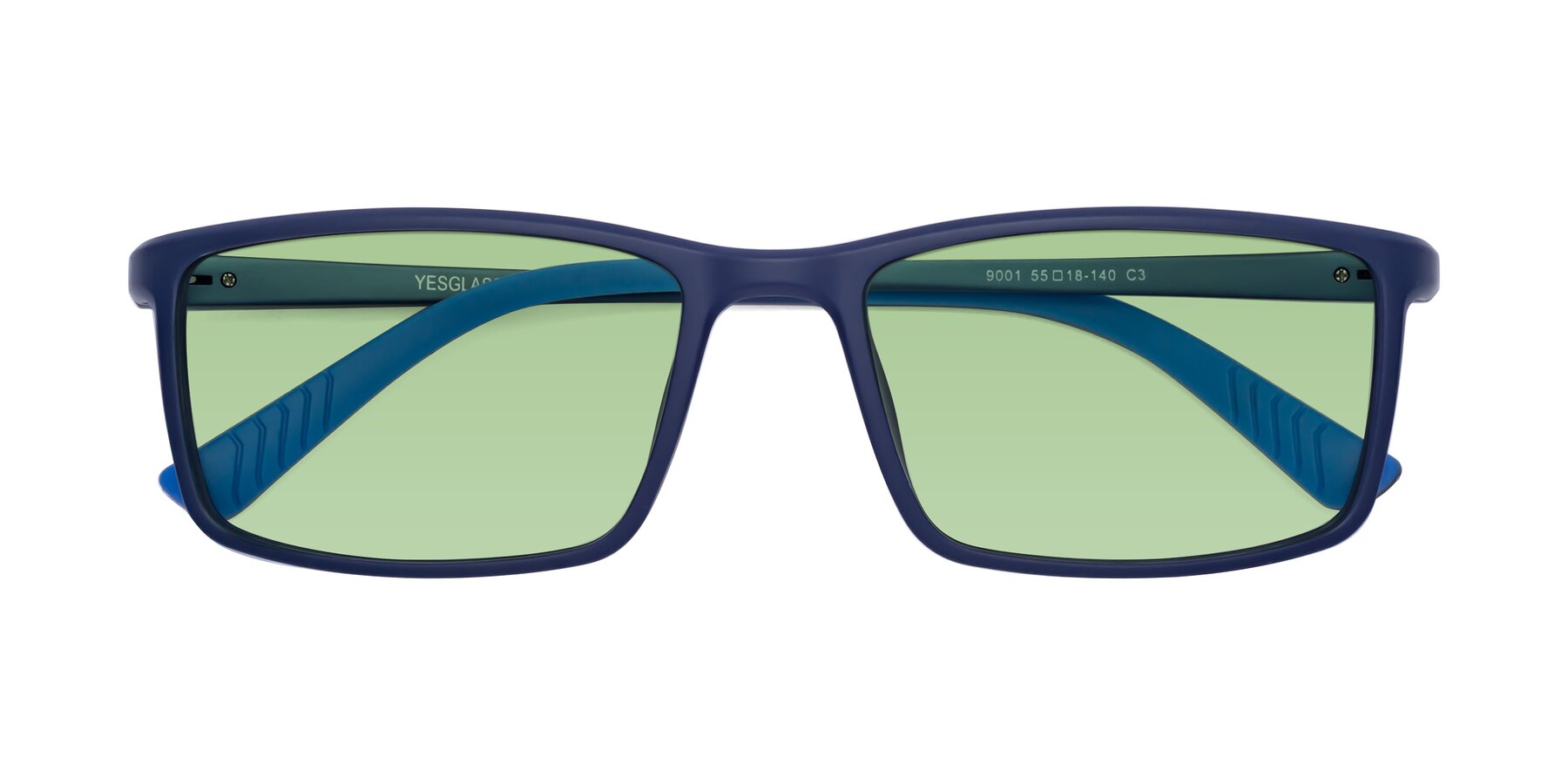 Folded Front of 9001 in Dark Blue with Medium Green Tinted Lenses