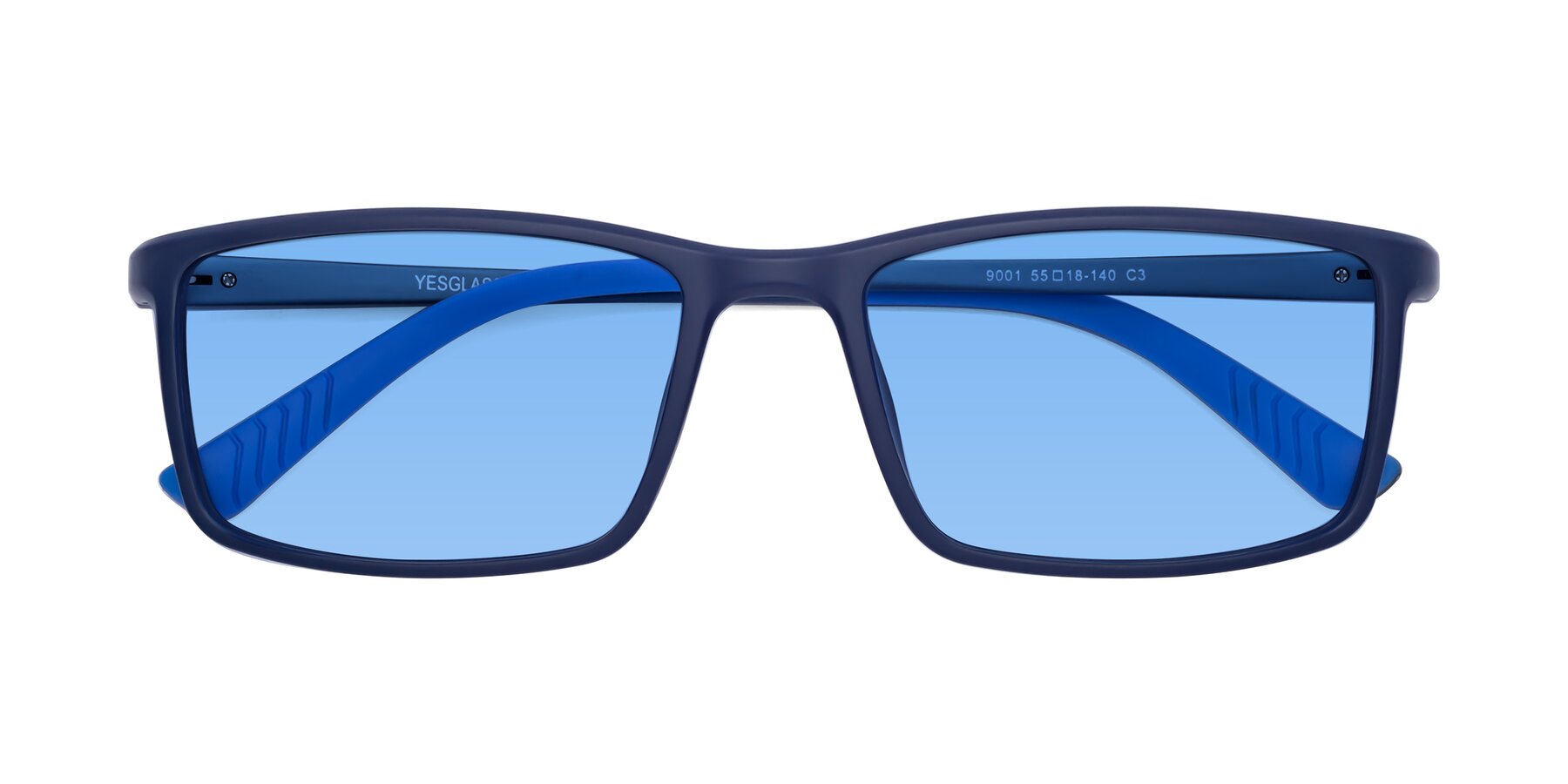 Folded Front of 9001 in Dark Blue with Medium Blue Tinted Lenses