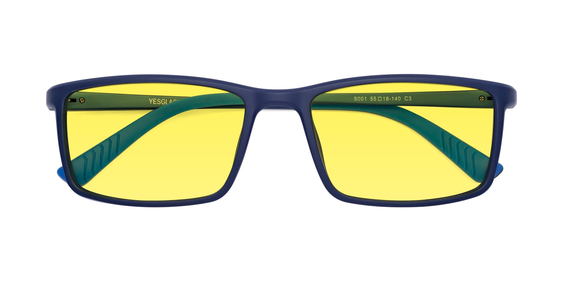 Folded Front of 9001 in Dark Blue with Medium Yellow Tinted Lenses