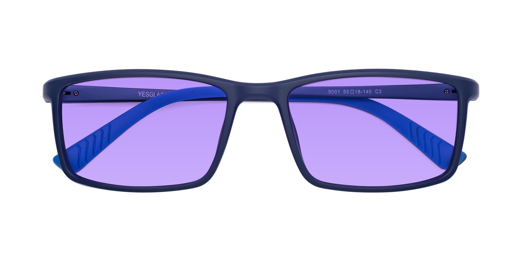 Folded Front of 9001 in Dark Blue with Medium Purple Tinted Lenses