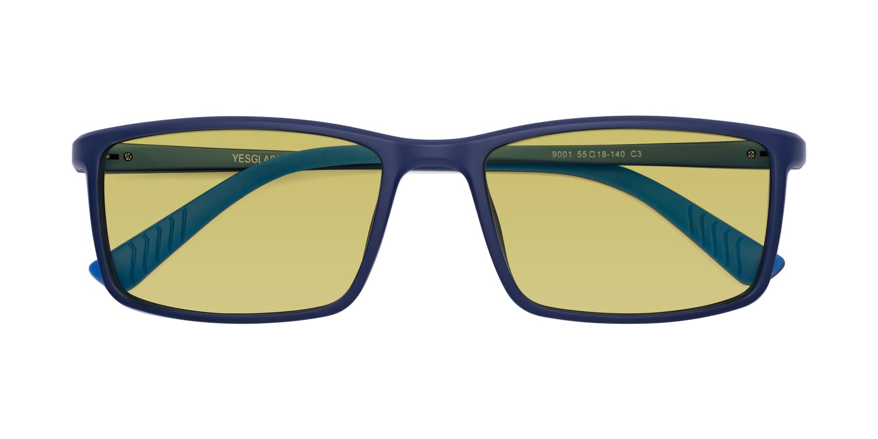 Folded Front of 9001 in Dark Blue with Medium Champagne Tinted Lenses
