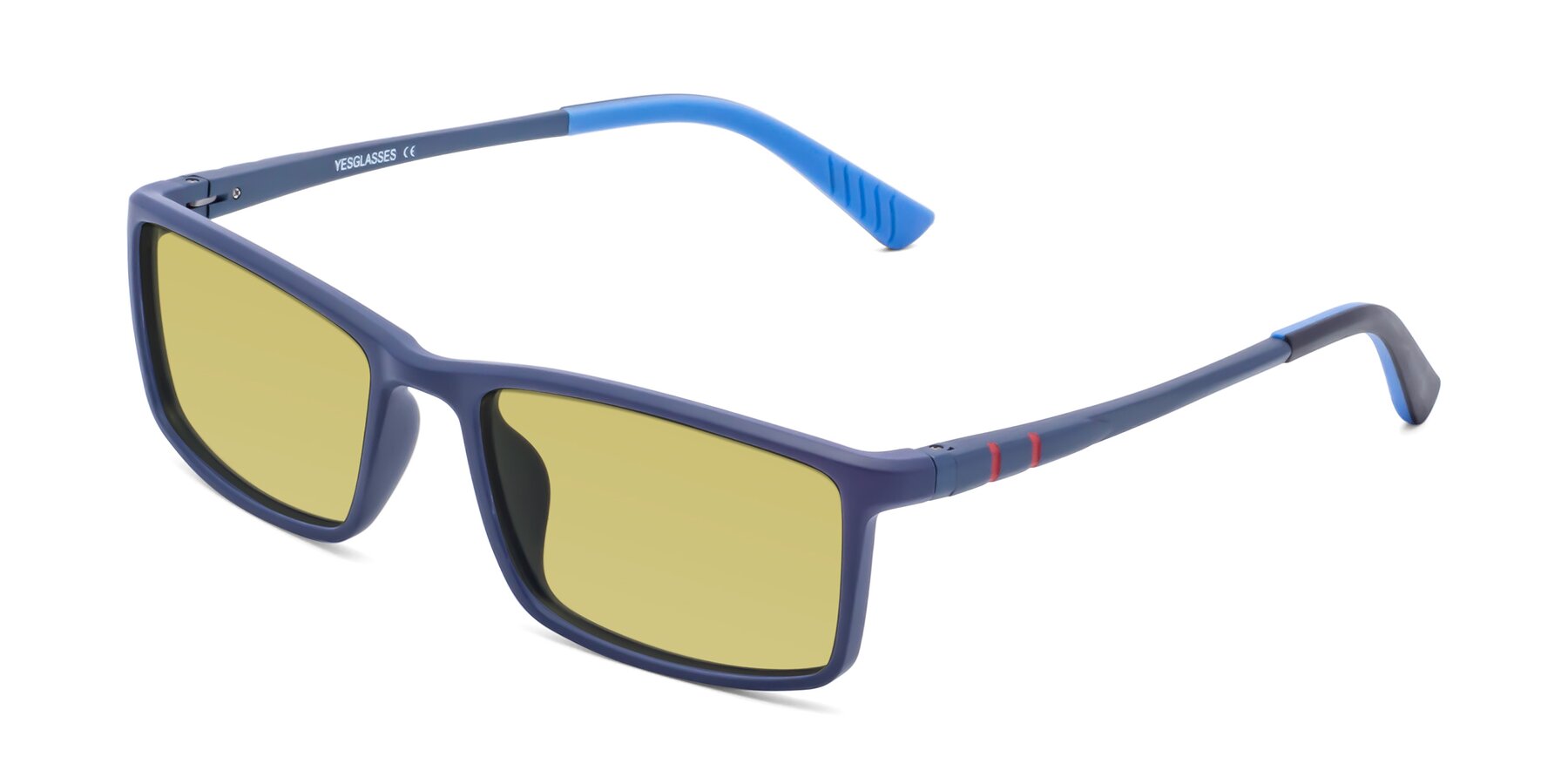 Angle of 9001 in Dark Blue with Medium Champagne Tinted Lenses