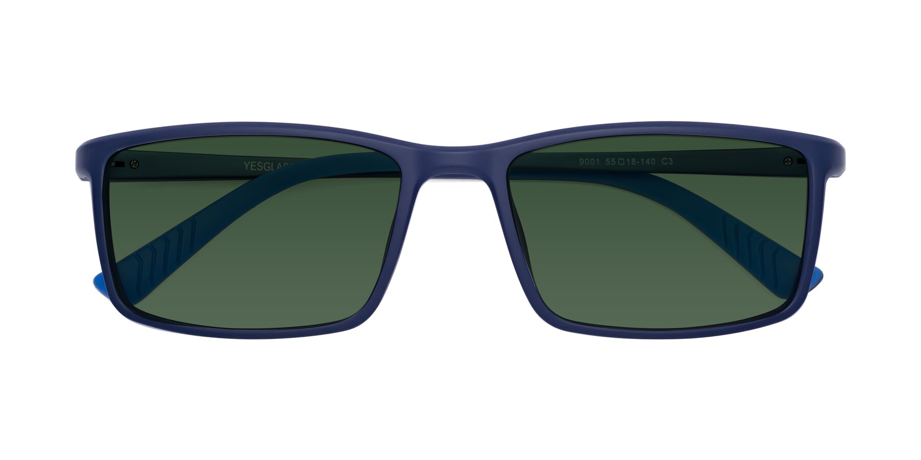 Folded Front of 9001 in Dark Blue with Green Tinted Lenses