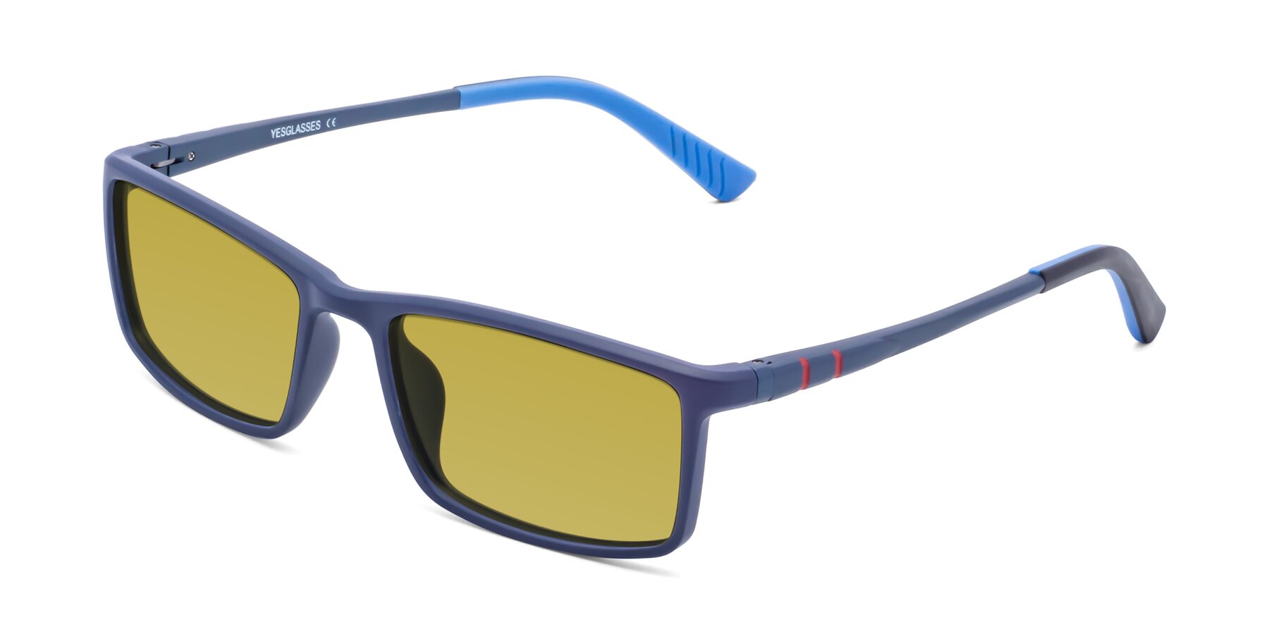 Angle of 9001 in Dark Blue with Champagne Tinted Lenses