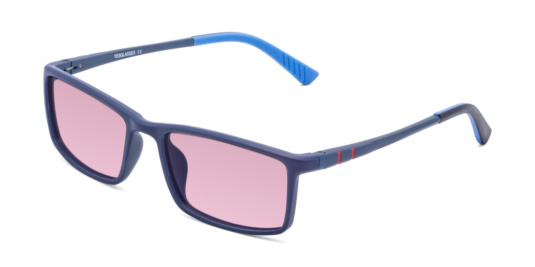 Angle of 9001 in Dark Blue with Light Wine Tinted Lenses