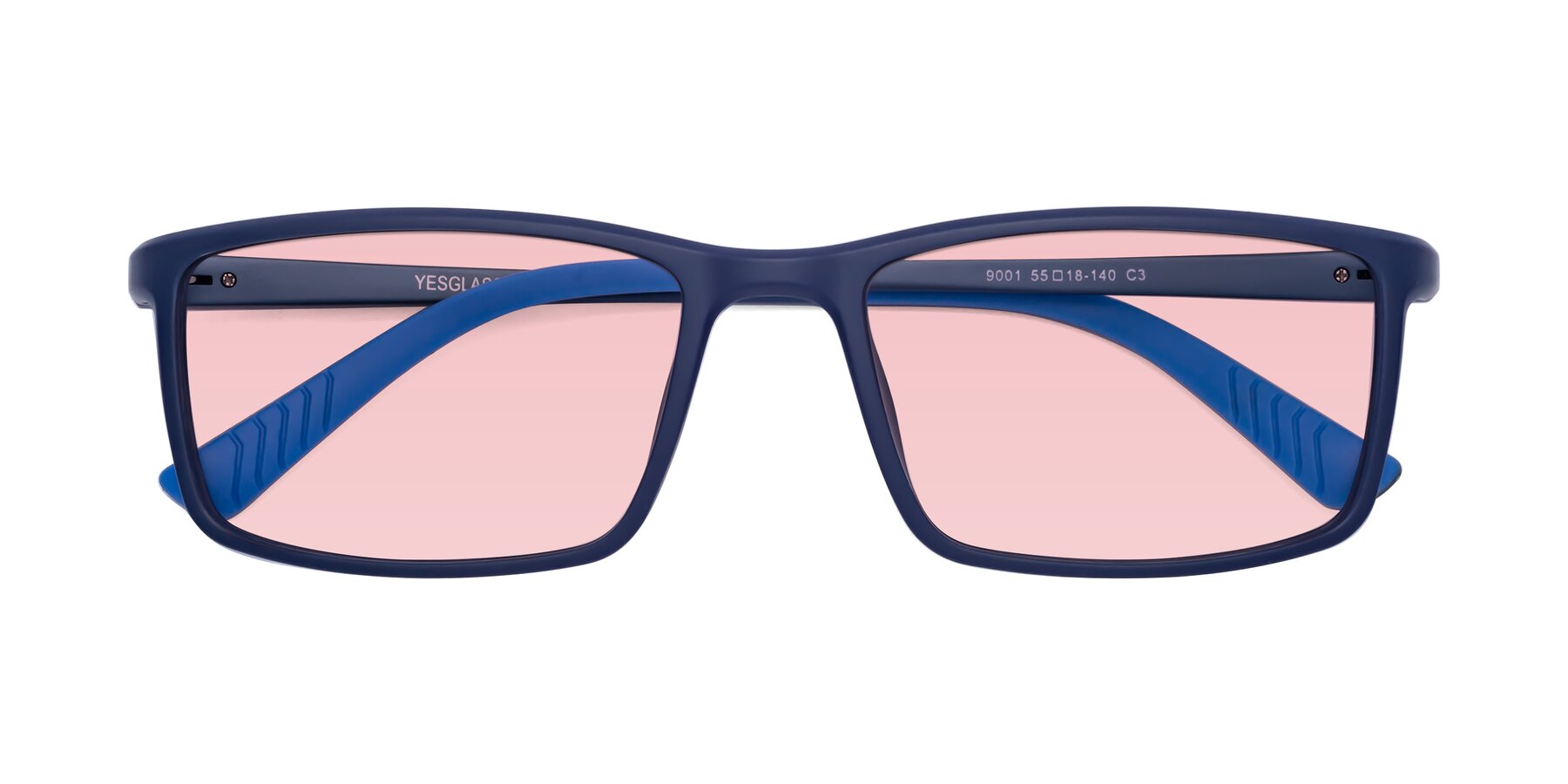 Folded Front of 9001 in Dark Blue with Light Garnet Tinted Lenses