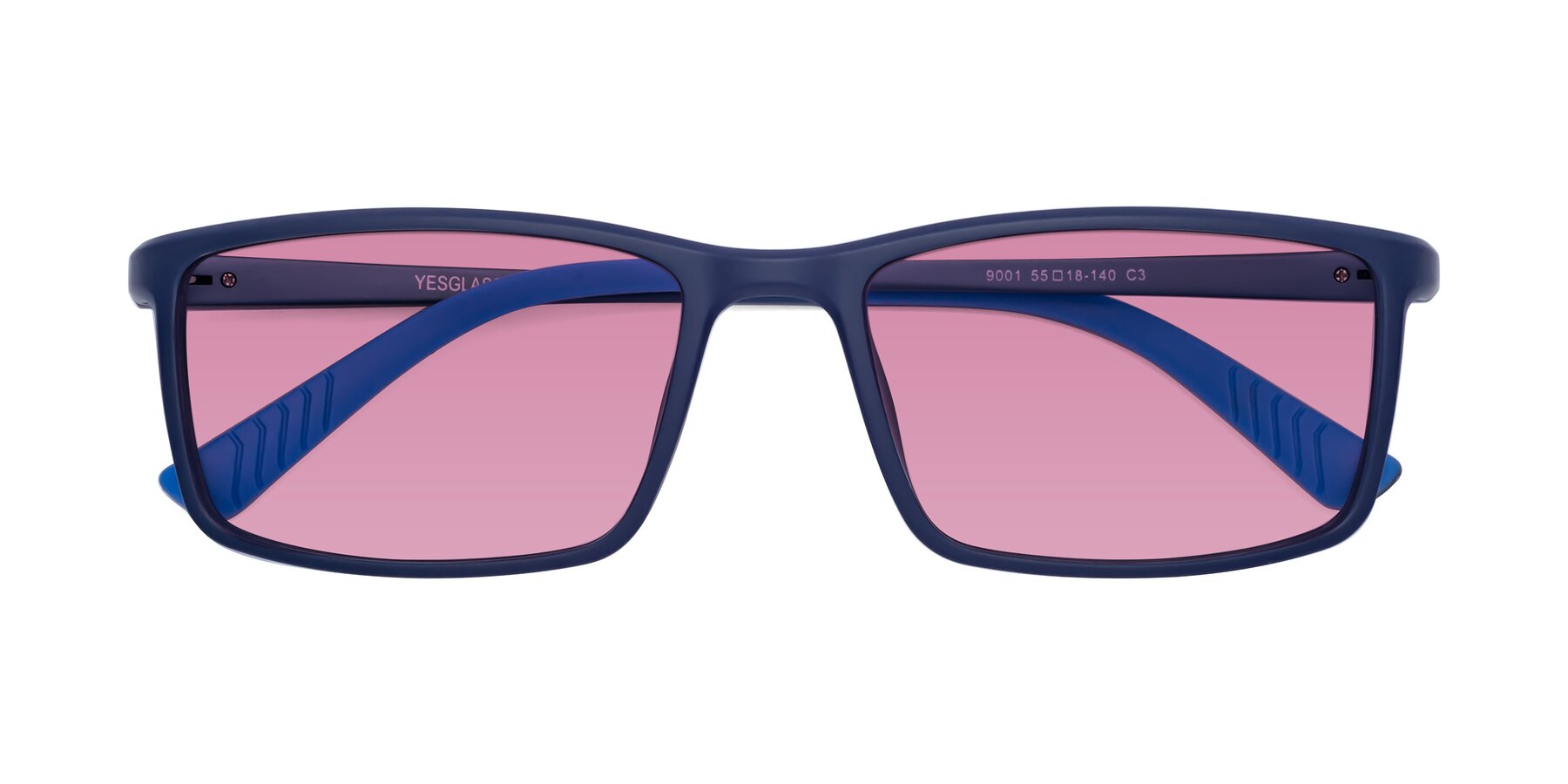 Folded Front of 9001 in Dark Blue with Medium Wine Tinted Lenses