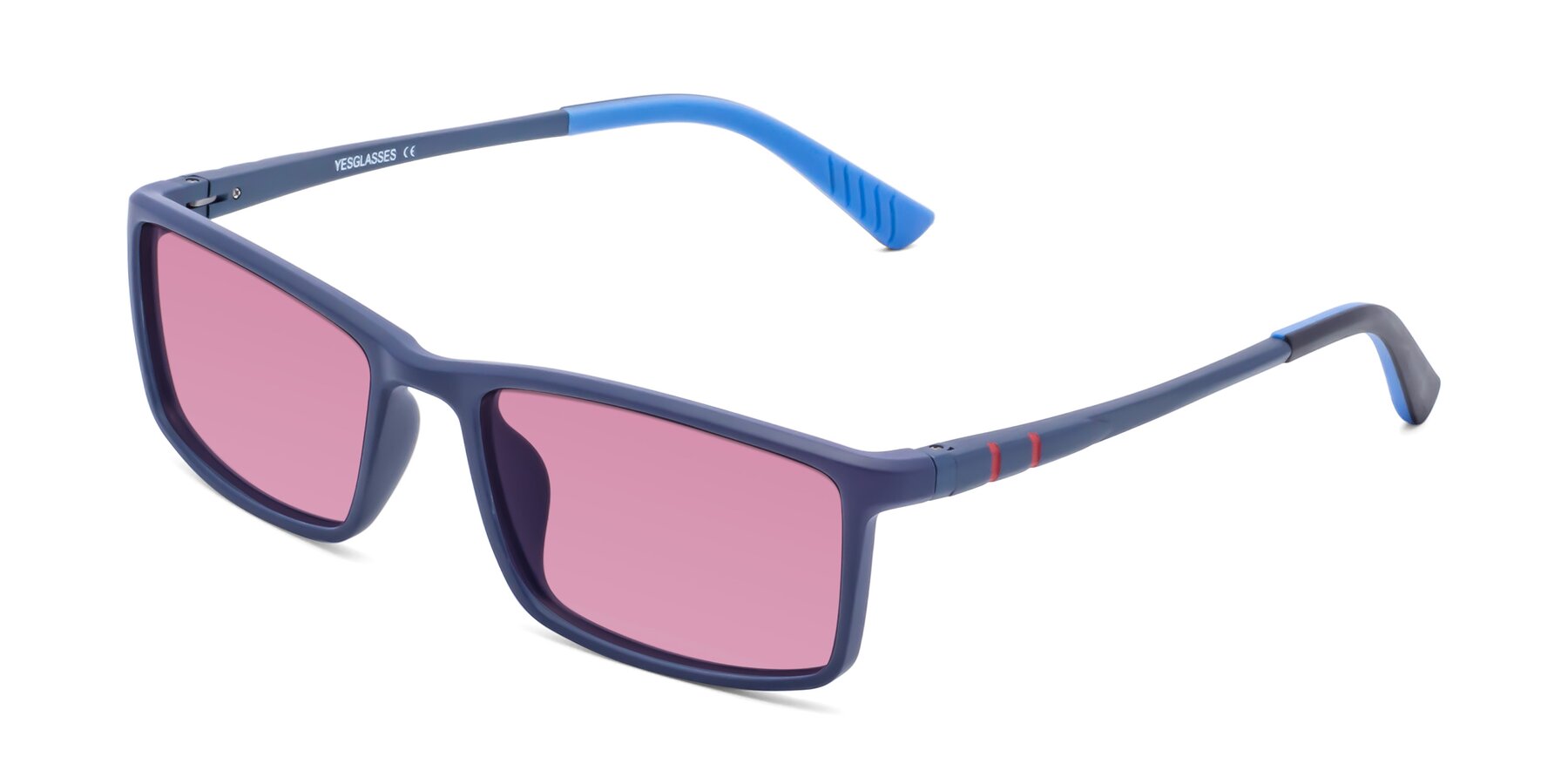 Angle of 9001 in Dark Blue with Medium Wine Tinted Lenses