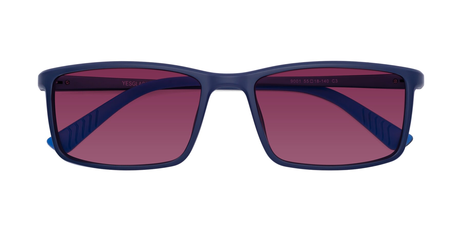 Folded Front of 9001 in Dark Blue with Wine Tinted Lenses