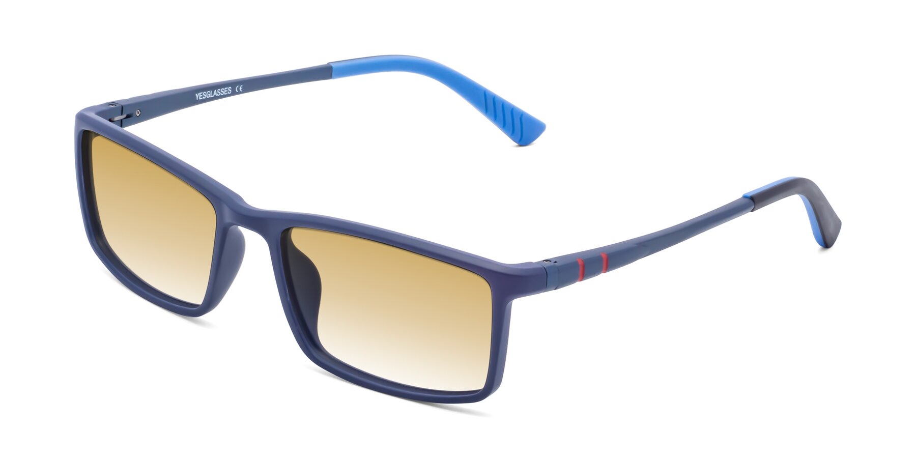 Angle of 9001 in Dark Blue with Champagne Gradient Lenses