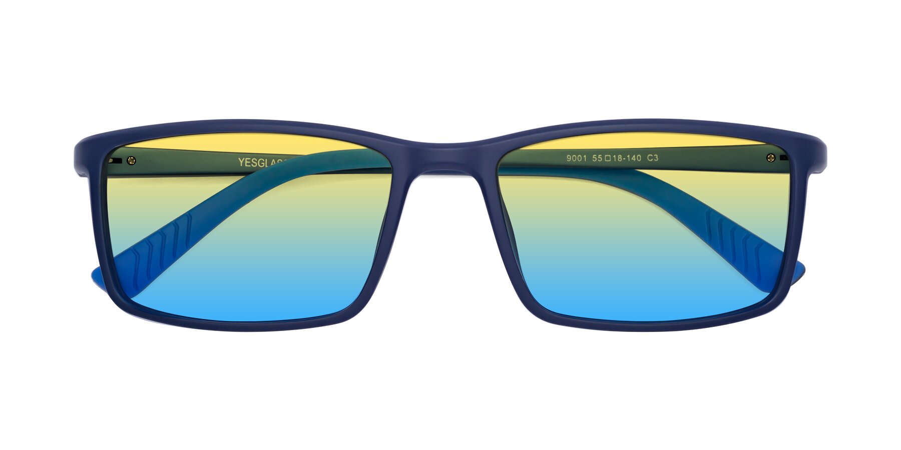 Folded Front of 9001 in Dark Blue with Yellow / Blue Gradient Lenses