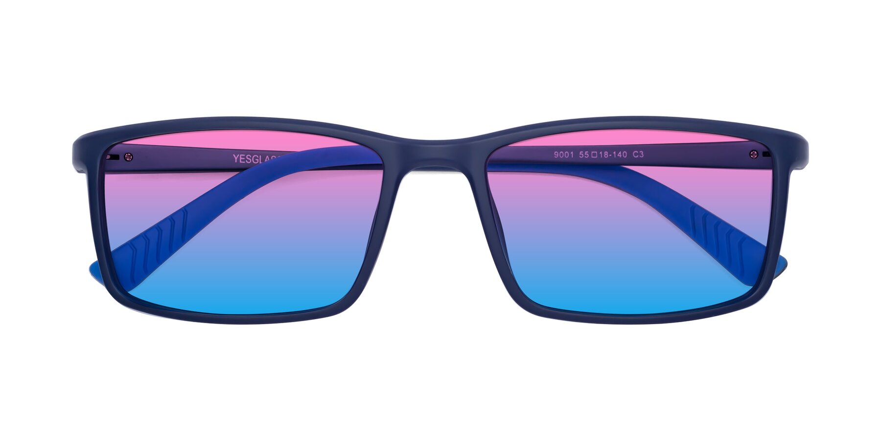Folded Front of 9001 in Dark Blue with Pink / Blue Gradient Lenses
