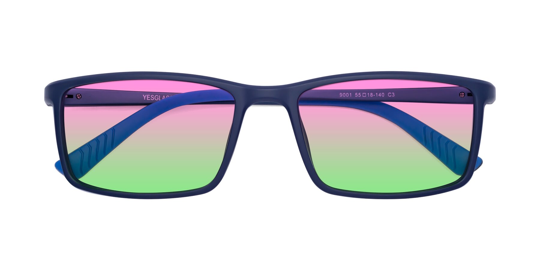 Folded Front of 9001 in Dark Blue with Pink / Green Gradient Lenses