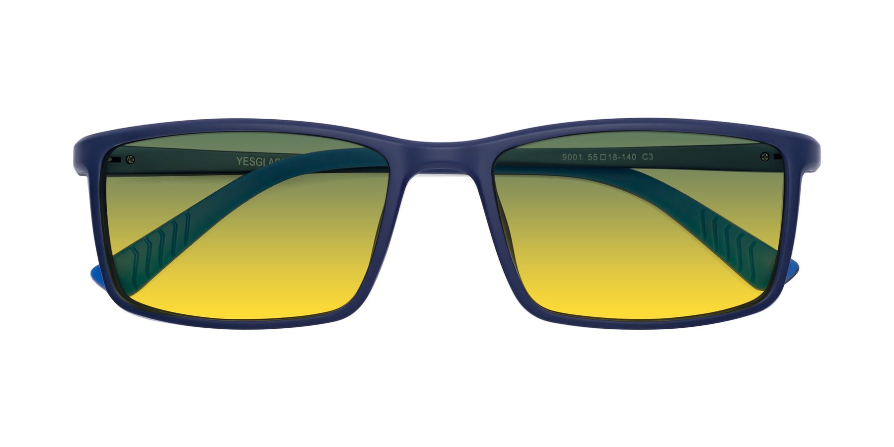 Folded Front of 9001 in Dark Blue with Green / Yellow Gradient Lenses