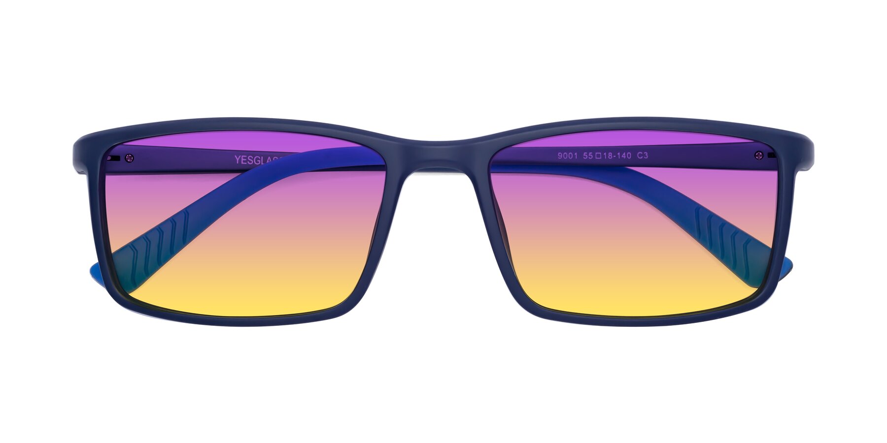 Folded Front of 9001 in Dark Blue with Purple / Yellow Gradient Lenses