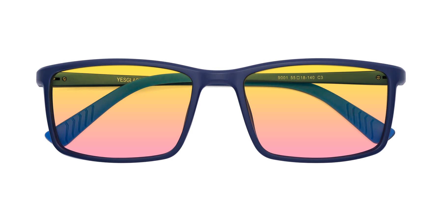 Folded Front of 9001 in Dark Blue with Yellow / Pink Gradient Lenses