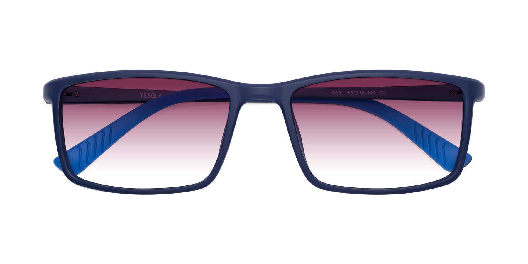 Folded Front of 9001 in Dark Blue with Wine Gradient Lenses