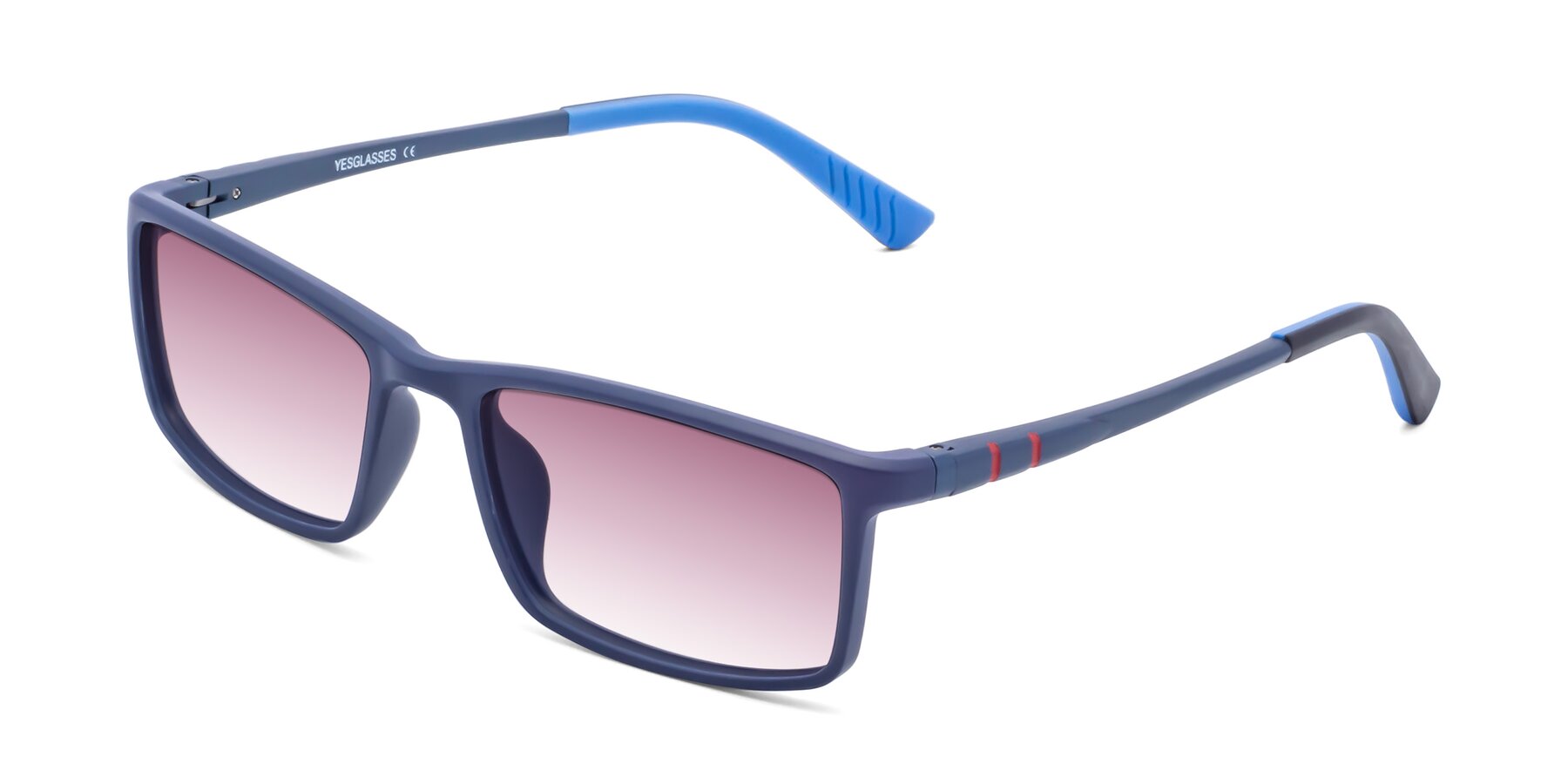 Angle of 9001 in Dark Blue with Wine Gradient Lenses