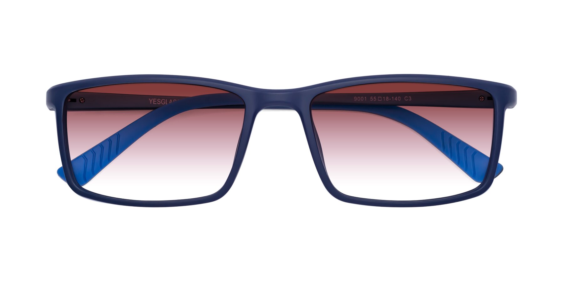 Folded Front of 9001 in Dark Blue with Garnet Gradient Lenses