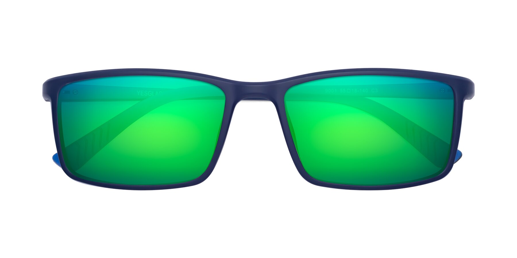 Folded Front of 9001 in Dark Blue with Green Mirrored Lenses