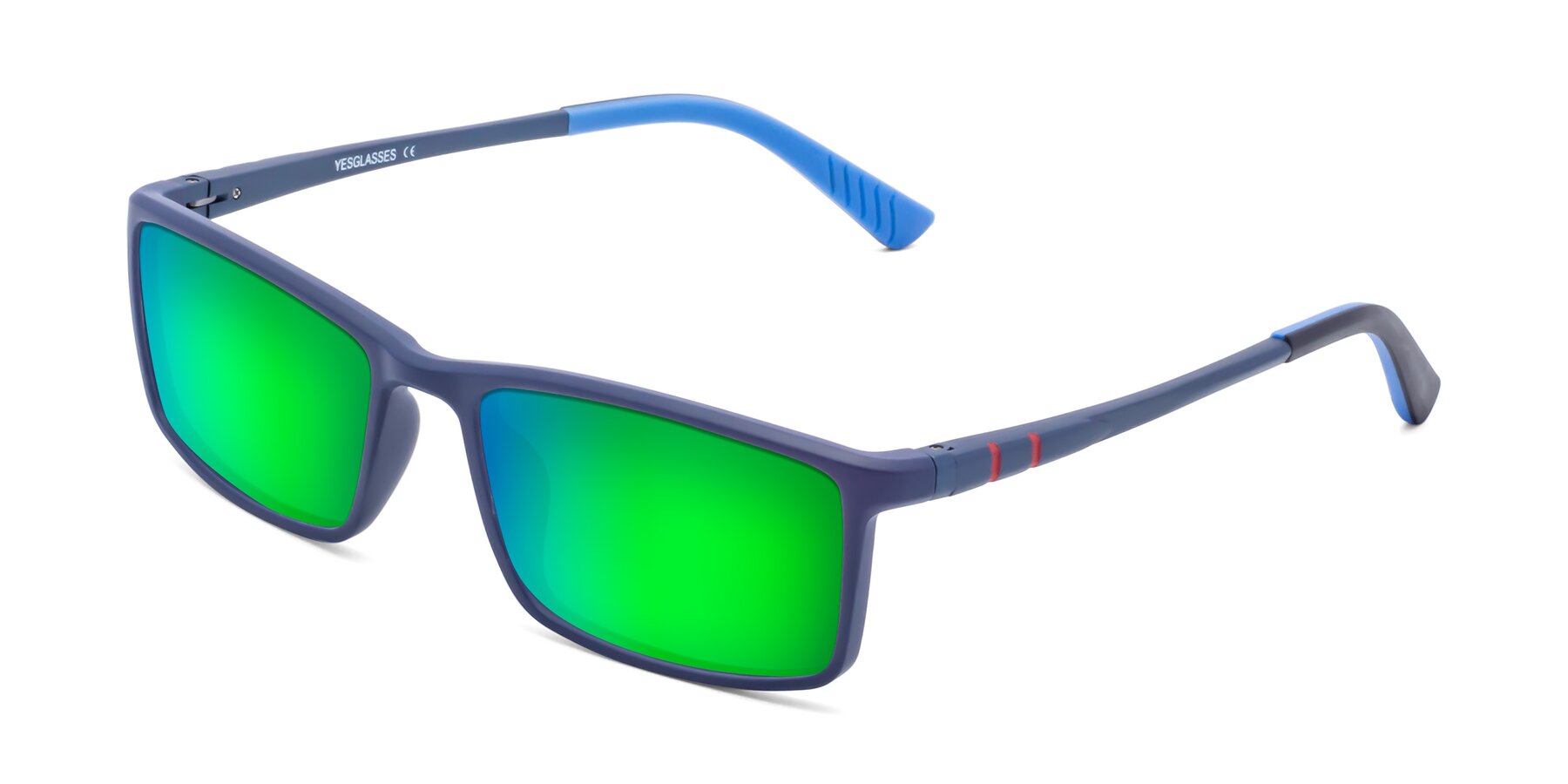 Angle of 9001 in Dark Blue with Green Mirrored Lenses