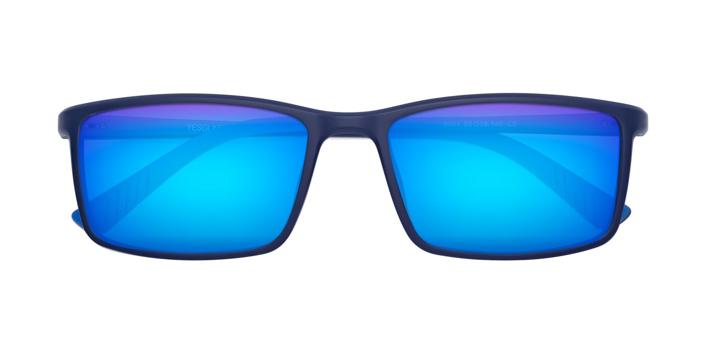 9001 - Dark Blue Flash Mirrored Sunglasses