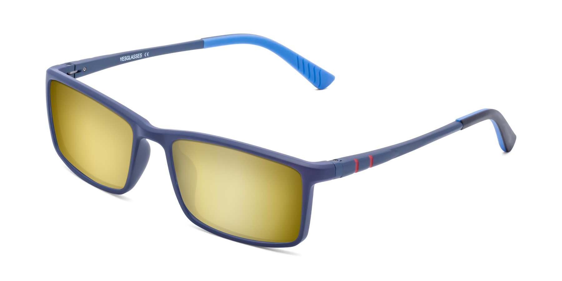 Angle of 9001 in Dark Blue with Gold Mirrored Lenses