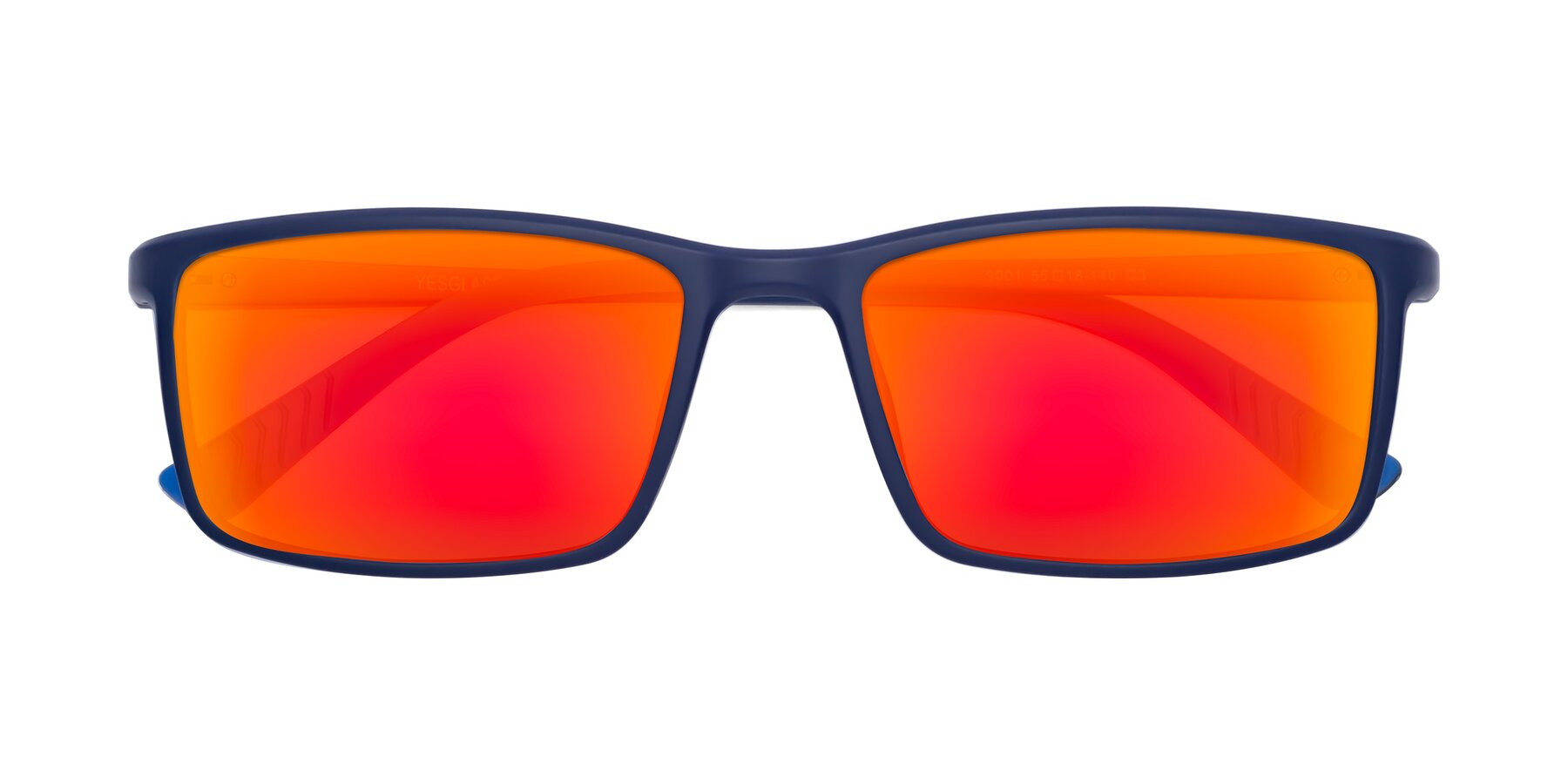 Folded Front of 9001 in Dark Blue with Red Gold Mirrored Lenses