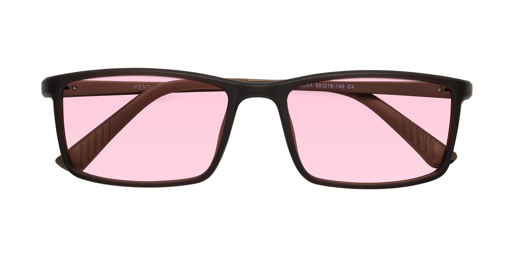 Folded Front of 9001 in Coffee with Light Pink Tinted Lenses