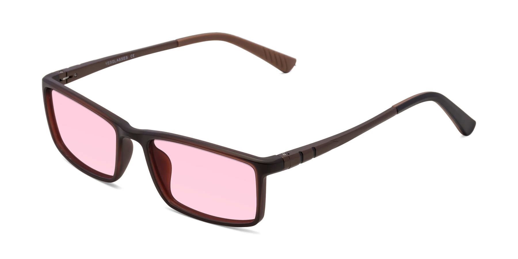 Angle of 9001 in Coffee with Light Pink Tinted Lenses