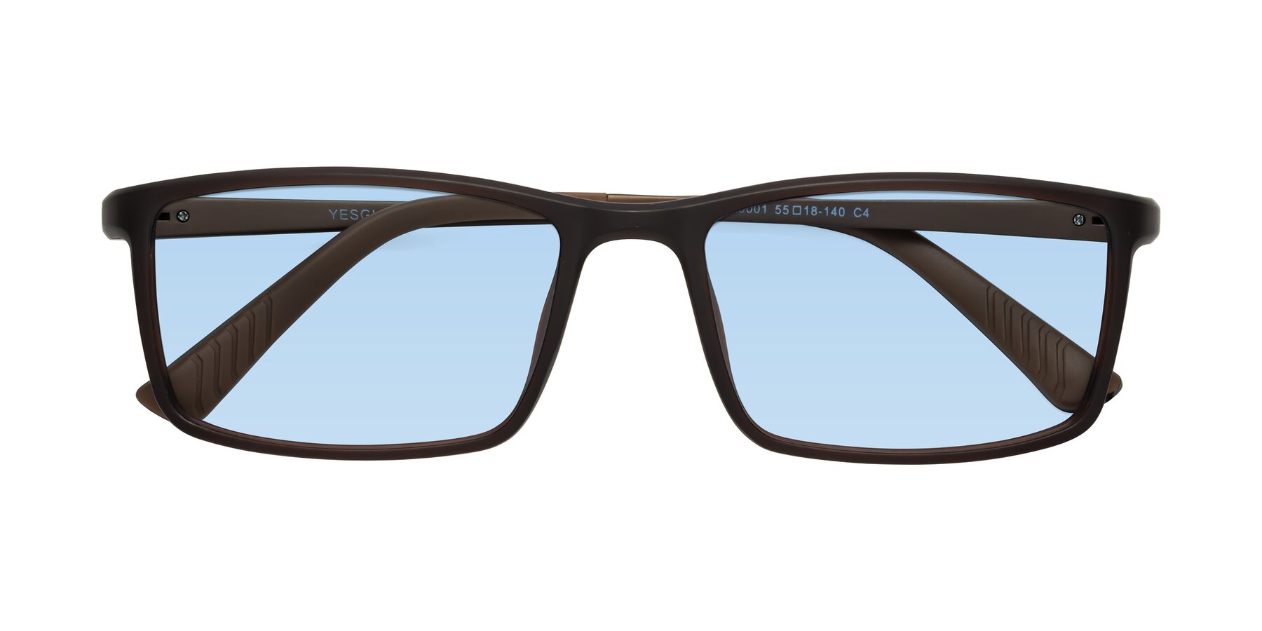 Folded Front of 9001 in Coffee with Light Blue Tinted Lenses