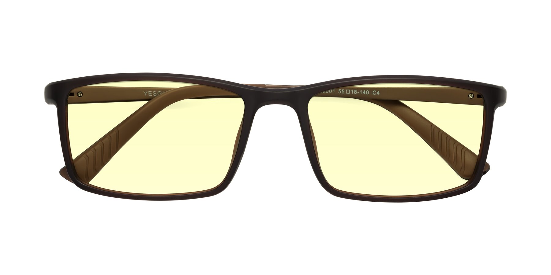 Folded Front of 9001 in Coffee with Light Yellow Tinted Lenses
