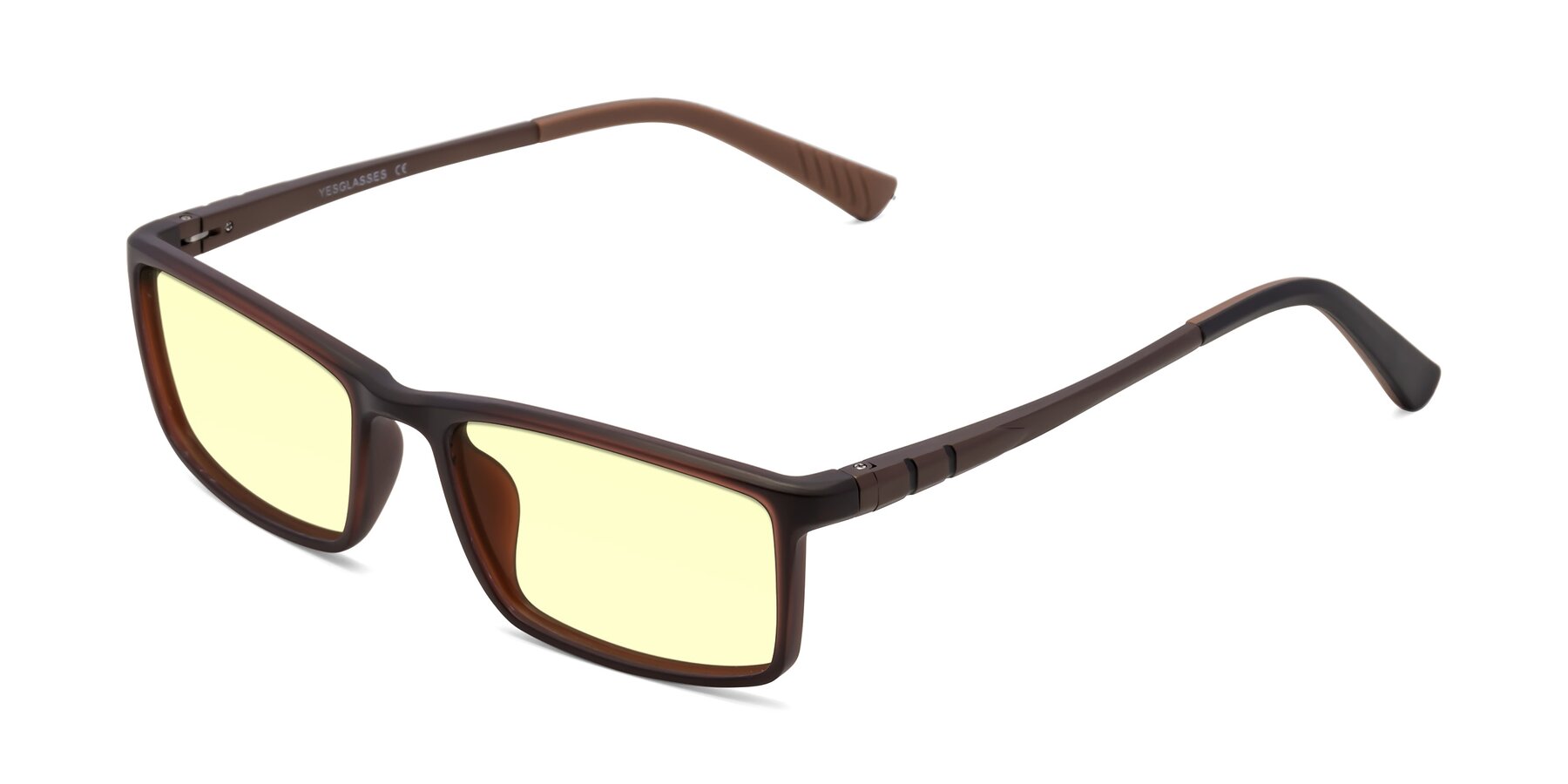 Angle of 9001 in Coffee with Light Yellow Tinted Lenses