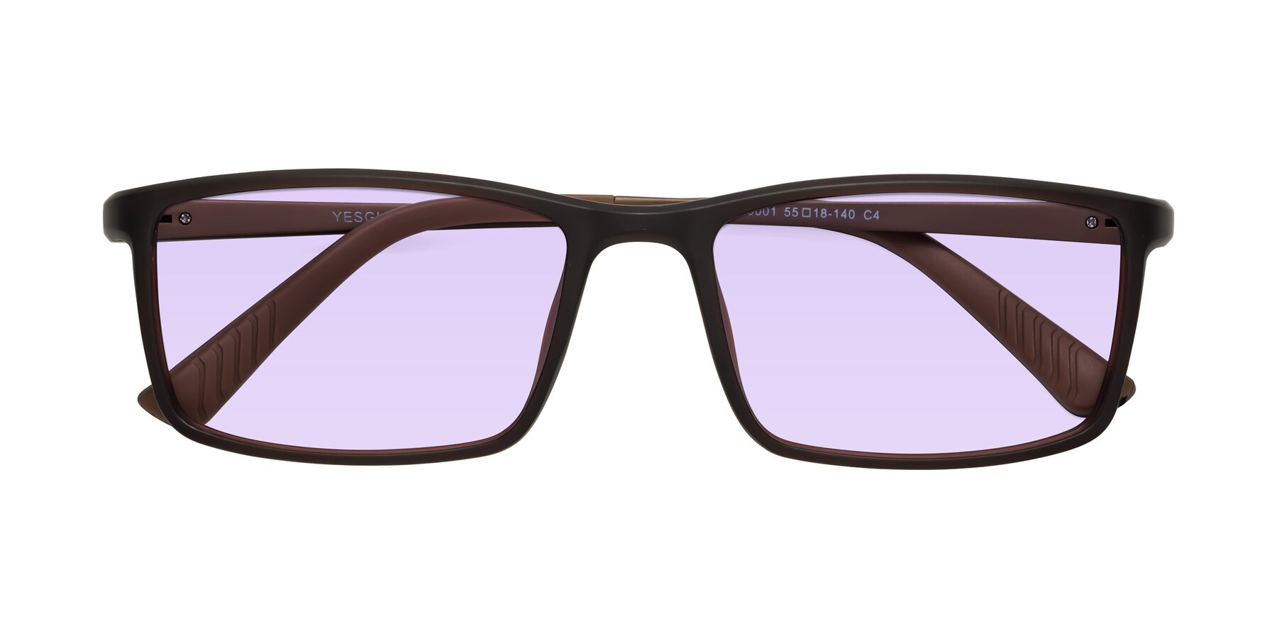 Folded Front of 9001 in Coffee with Light Purple Tinted Lenses