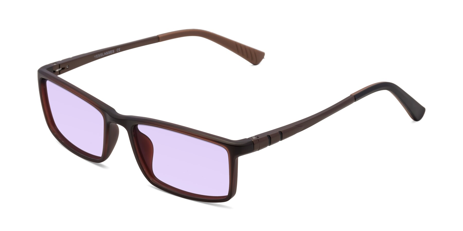 Angle of 9001 in Coffee with Light Purple Tinted Lenses
