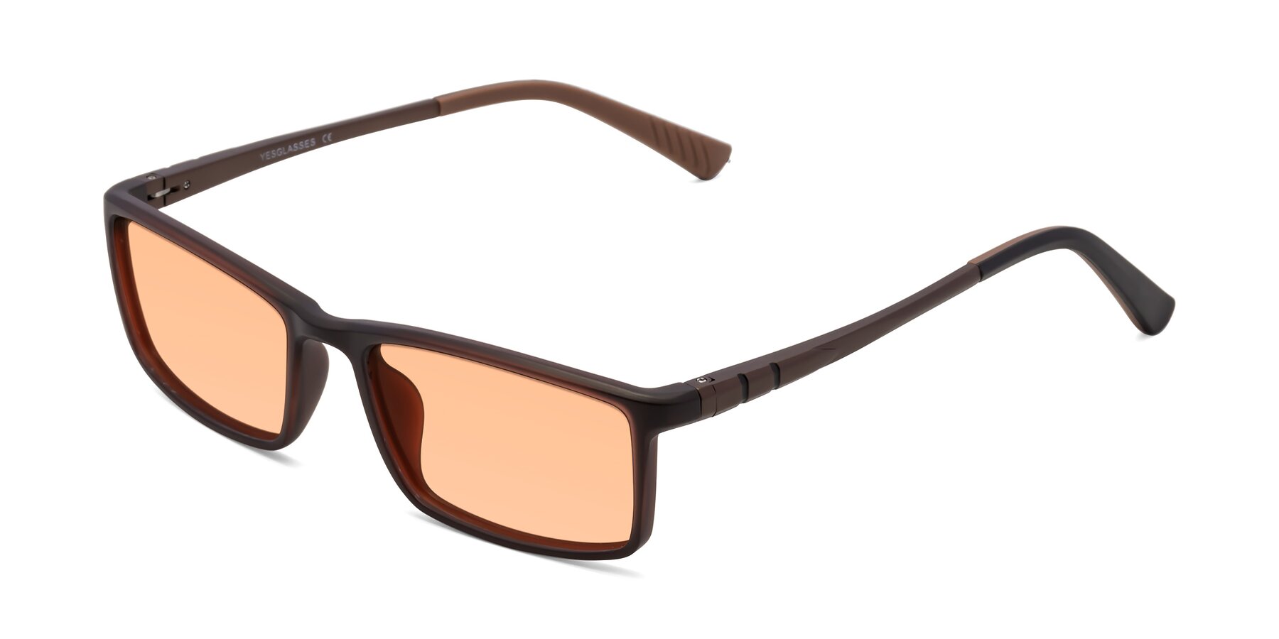 Angle of 9001 in Coffee with Light Orange Tinted Lenses
