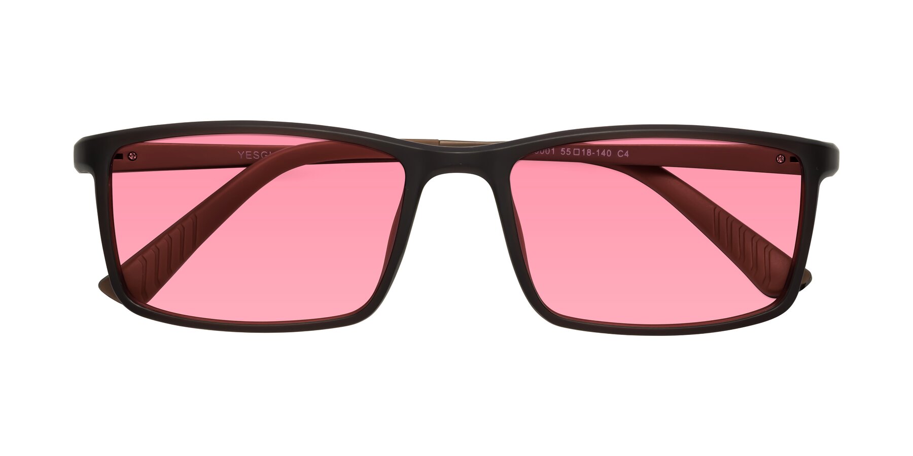 Folded Front of 9001 in Coffee with Pink Tinted Lenses