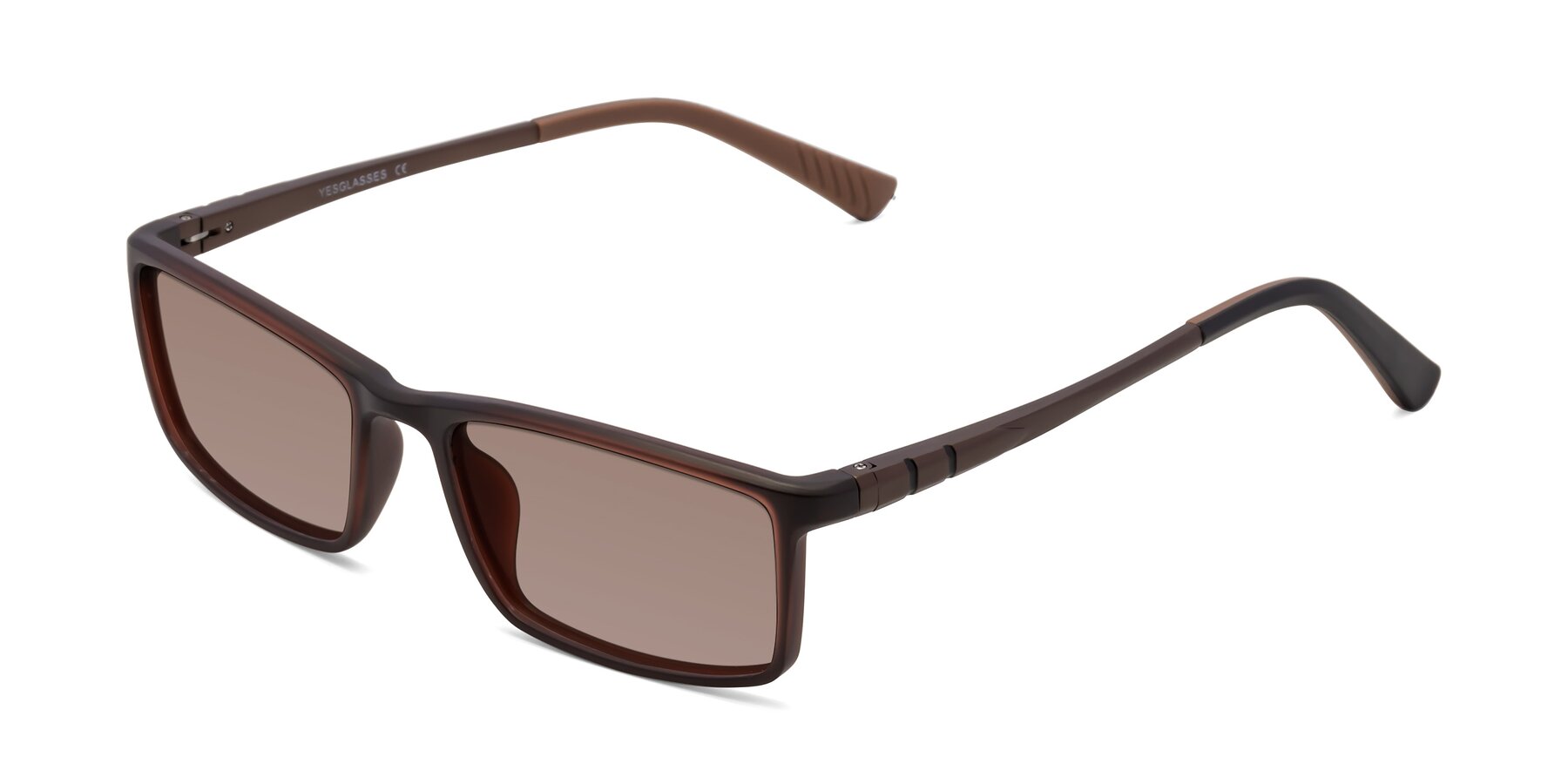 Angle of 9001 in Coffee with Medium Brown Tinted Lenses