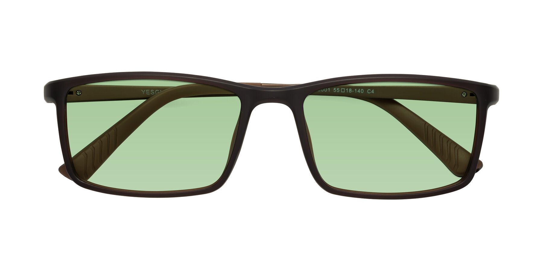 Folded Front of 9001 in Coffee with Medium Green Tinted Lenses
