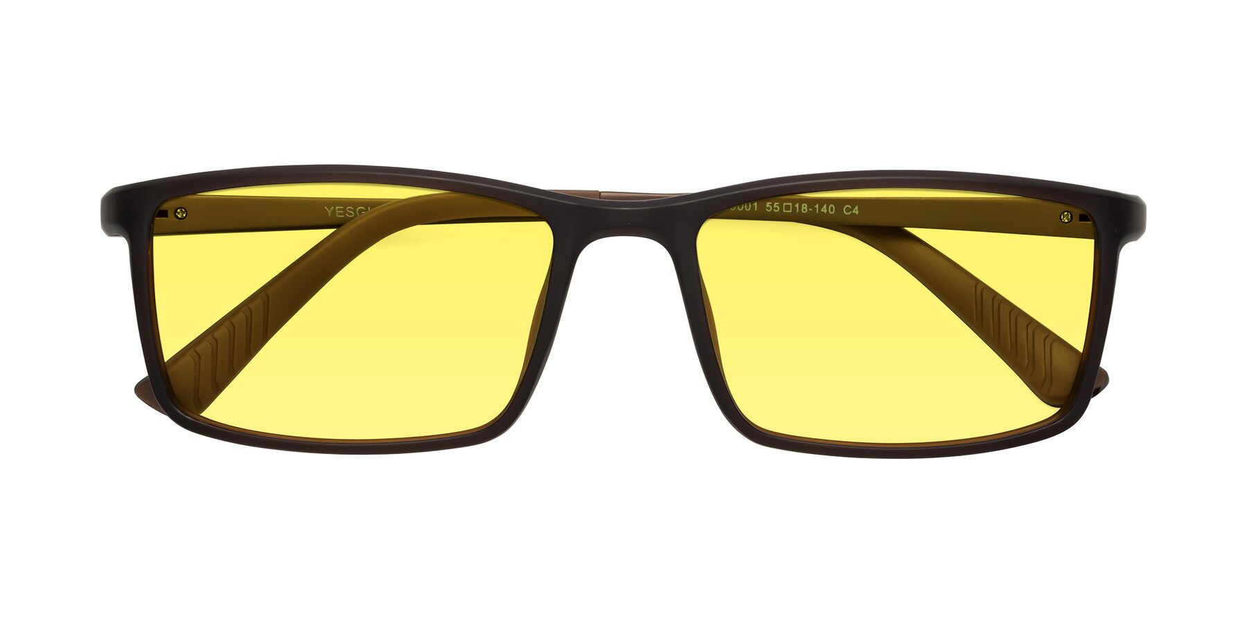 Folded Front of 9001 in Coffee with Medium Yellow Tinted Lenses