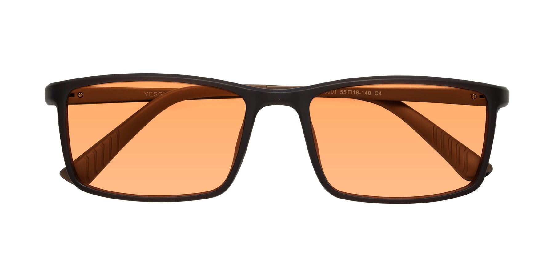 Folded Front of 9001 in Coffee with Medium Orange Tinted Lenses